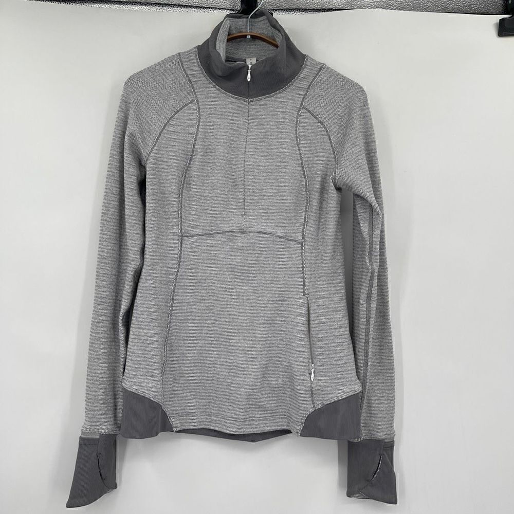 Lululemon Gray Stripe Half Zip Long Sleeve Pullover Jacket Size 6